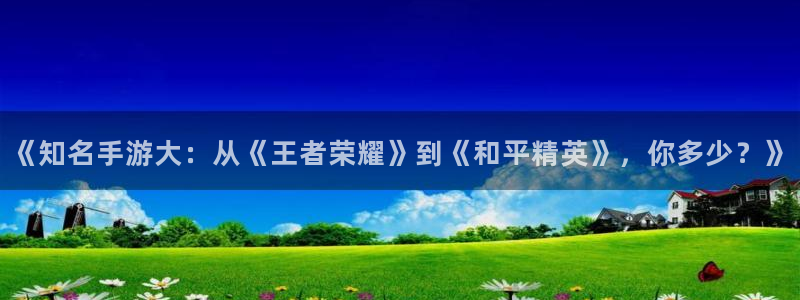 赢咖娱乐平台注册开户：《知名手游大：从《王者荣耀》到《和平精