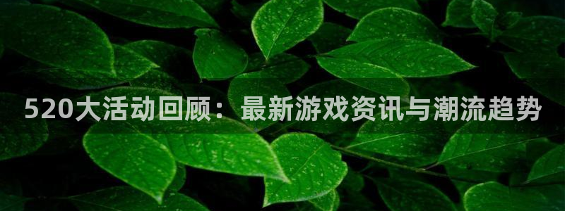 赢咖娱乐平台：520大活动回顾：最新游戏资讯与潮流趋势